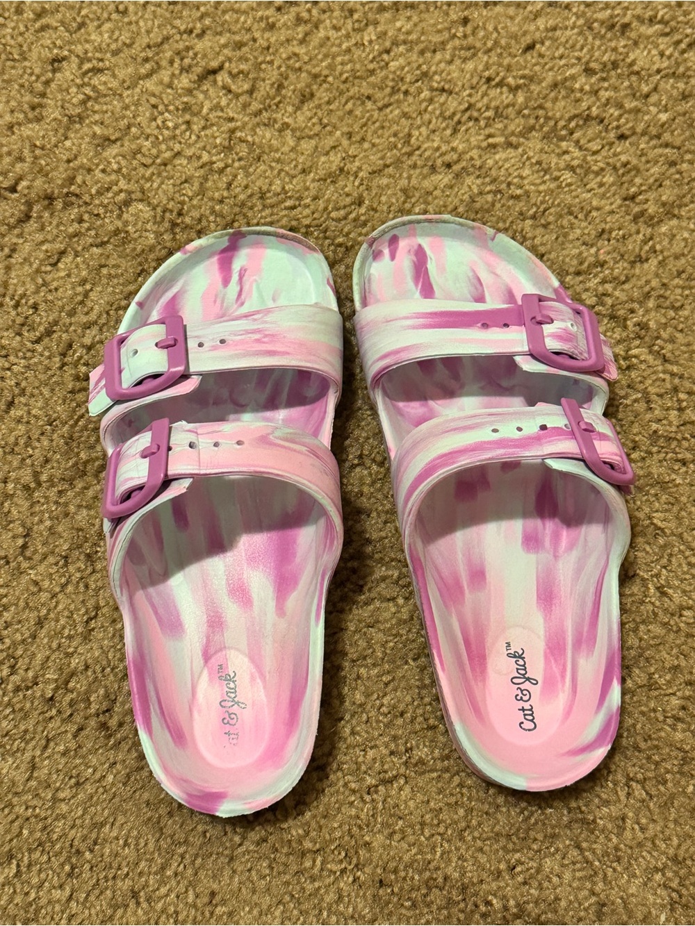 Tie-Dye Pink Double Buckle Slide Sandals KIDS